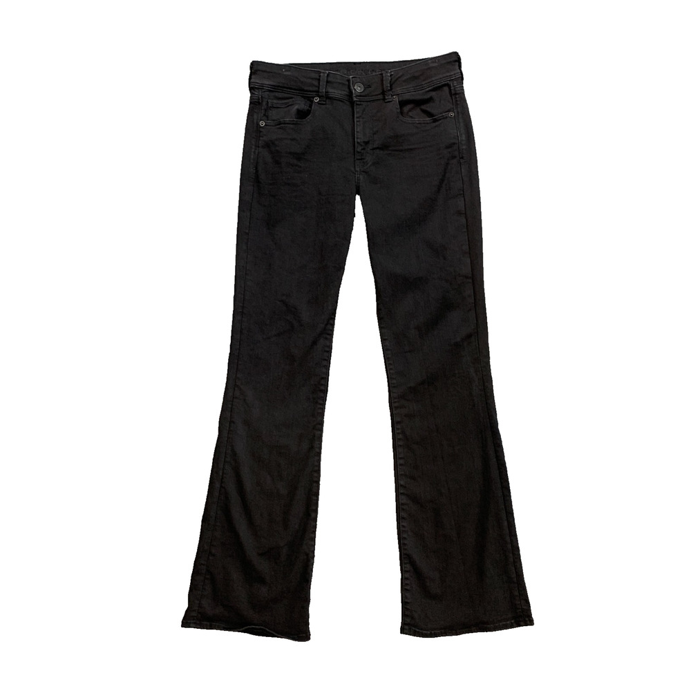 American Eagle Outfitters Jeans Women 10 Long Black Next Level Stretch Flare Leg